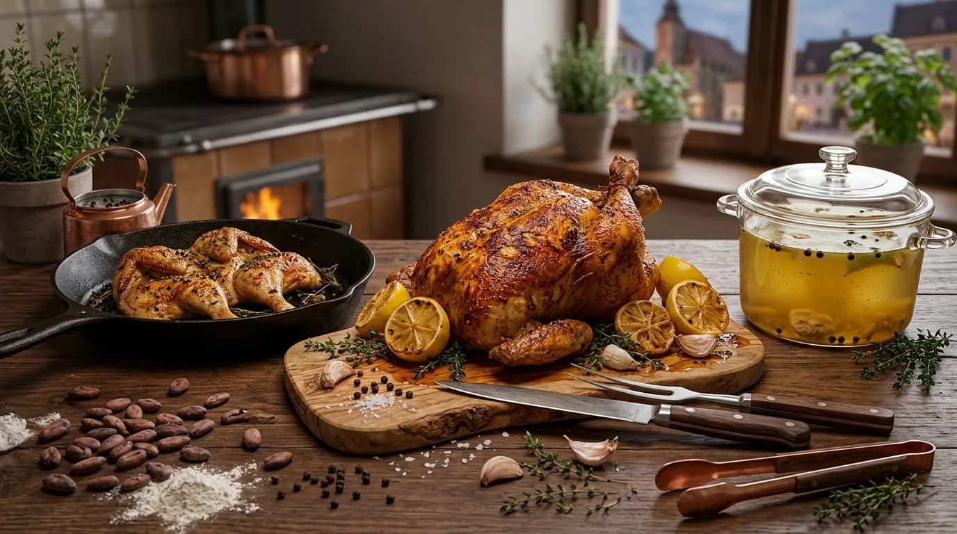 A whole chicken: how to joint it, roast it with crisp skin and make stock from the leftovers